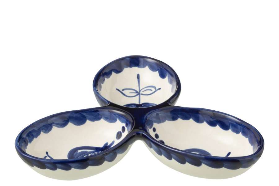 APERO DISH GRANADA CLOVER CERAMIC WHITE COBALTO/BLUE