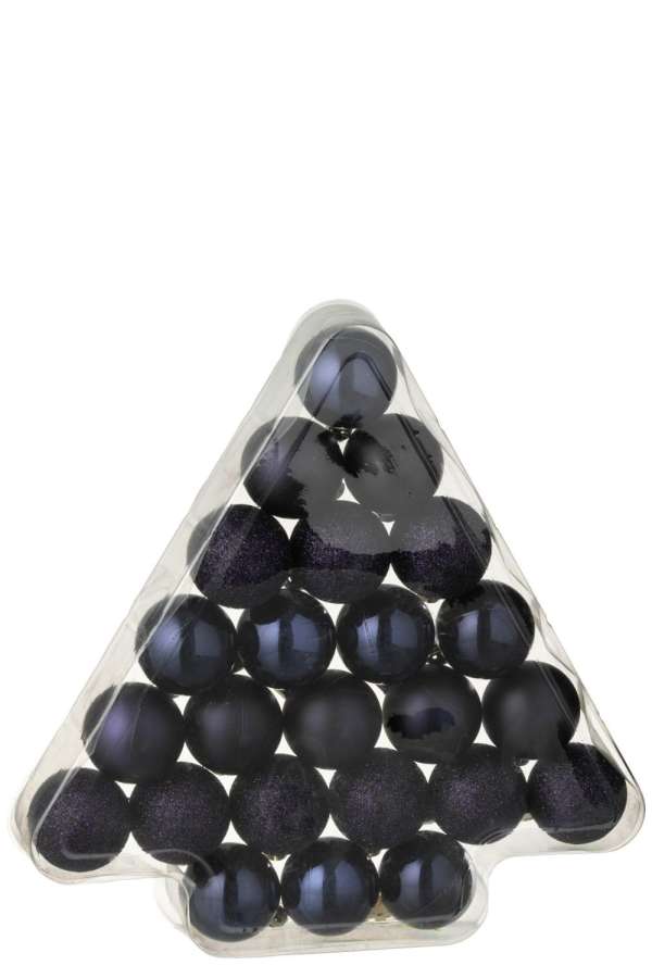 BOX OF 24 CHRISTMAS BAUBLE PLASTIC DARK BLUE