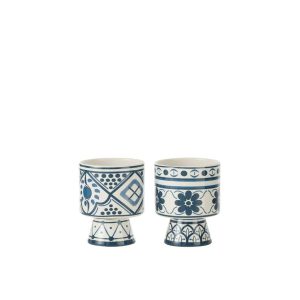FLOWERPOT MYKONOS  CERAMIC BLUE SMALL ASSORTMENT OF 2