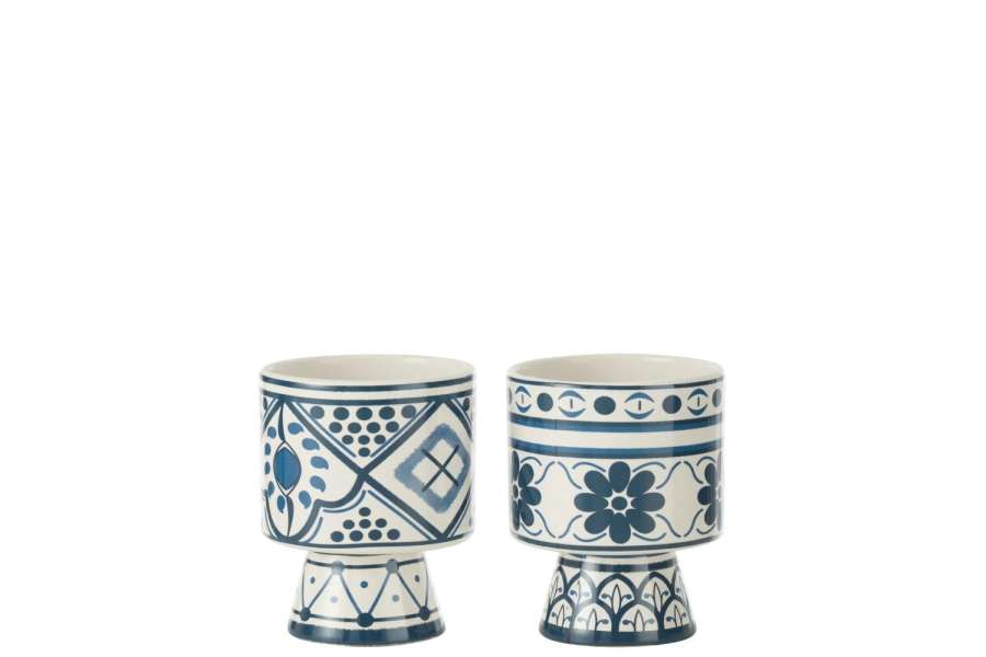 FLOWERPOT MYKONOS  CERAMIC BLUE SMALL ASSORTMENT OF 2