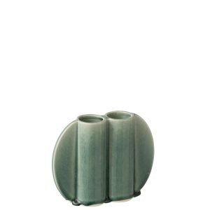 VASE DOUBLE PORCELAIN DARK GREEN