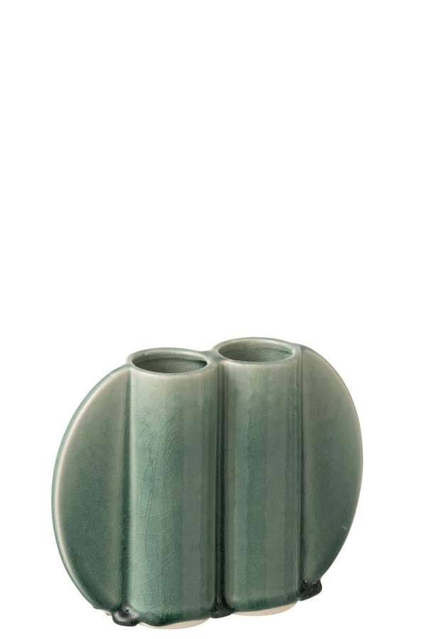 VASE DOUBLE PORCELAIN DARK GREEN