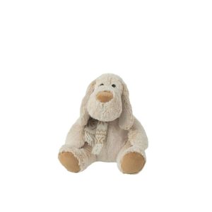 DOG+SCARF SITTING PLUSH POLYESTER BEIGE/BROWN MEDIUM