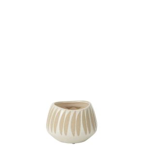 FLOWERPOT KAI STONEWARE BEIGE/WHITE SMALL