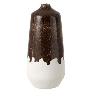VASE 2 PARTS CLAY WHITE/DARK BROWN LARGE