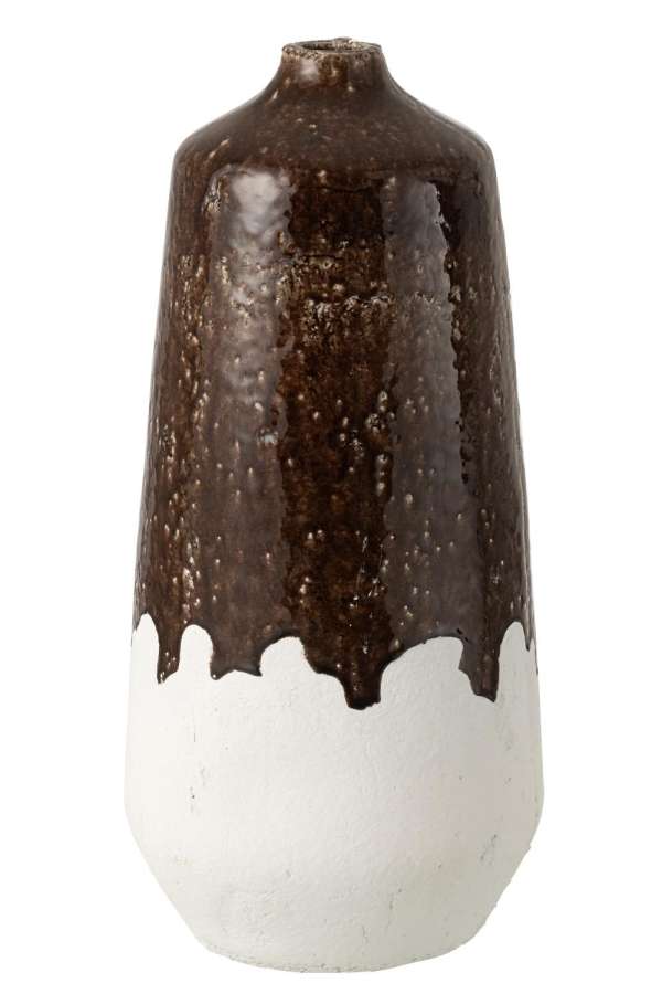 VASE 2 PARTS CLAY WHITE/DARK BROWN LARGE