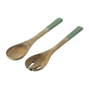 SALAD SERVER MANGO WOOD GREEN/NATURAL