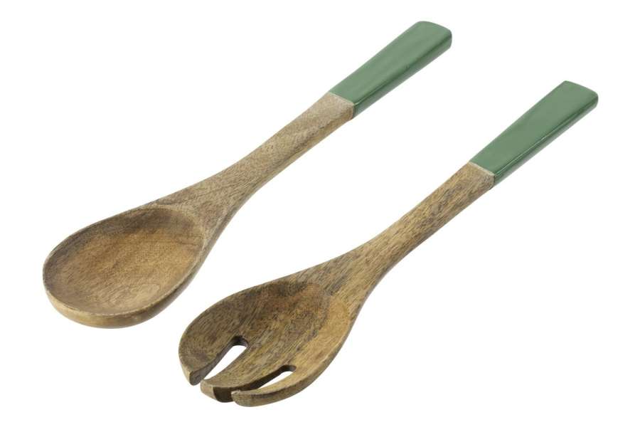 SALAD SERVER MANGO WOOD GREEN/NATURAL