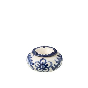 ASHTRAY GRANADA CERAMIC WHITE/COBALTO BLUE LARGE