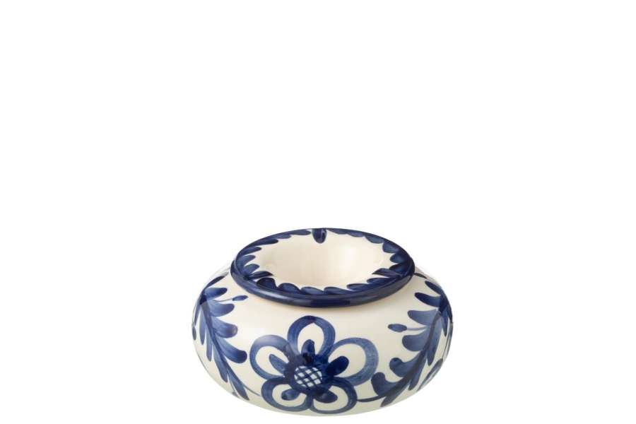 ASHTRAY GRANADA CERAMIC WHITE/COBALTO BLUE LARGE