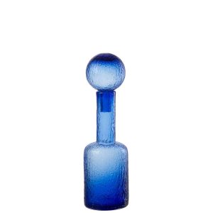 BOTTLE DECORATIVE RELIEF GLASS BLUE SMALL