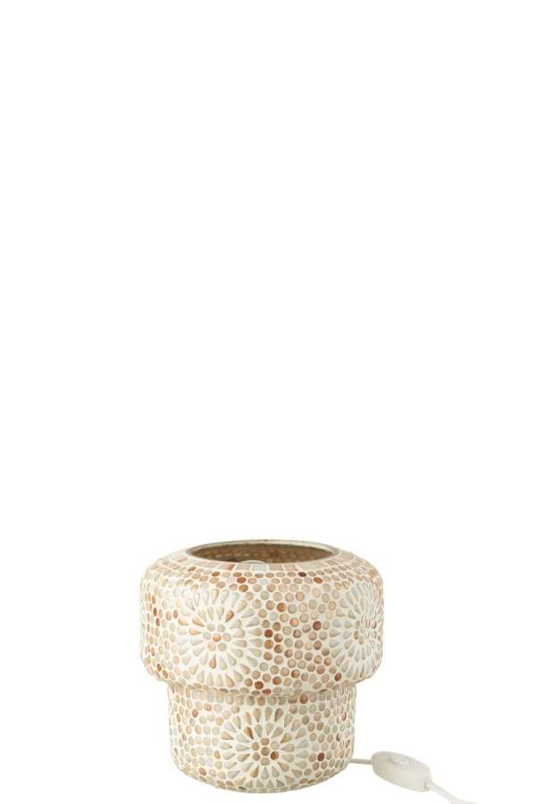 TABLE LAMP MOSAIC GLASS BEIGE/WHITE SMALL