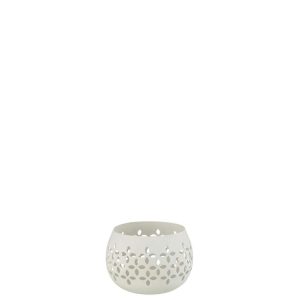 TEALIGHT HOLDER PERFORATED IRON WHITE