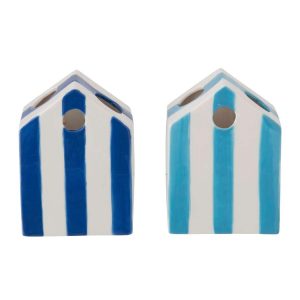 VASE BEACH HOUSE STRIPED PORCELAIN MULTICOLORED ASSORTMENT OF 2