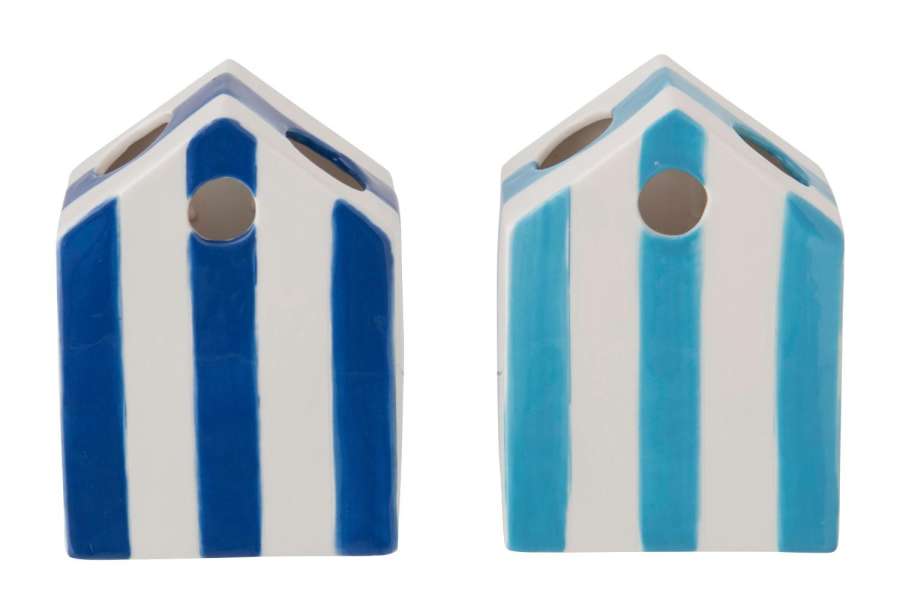VASE BEACH HOUSE STRIPED PORCELAIN MULTICOLORED ASSORTMENT OF 2