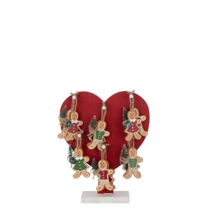 HEART + GINGERBREAD HANGERS PLYWOOD CHRISTMAS RED