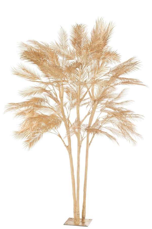 TREE PALM LEAVES 3 TRUNKS STEEL GOLD LARGE
