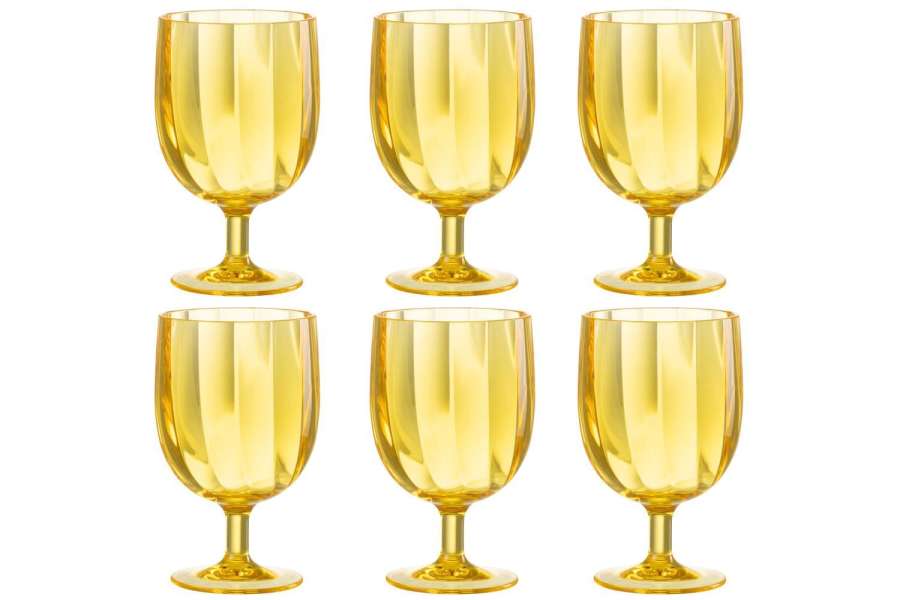 BOX OF 6 PIECES WINE GLASS PLASTIC YELLOW