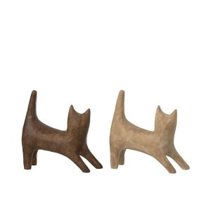 CAT ABSTRACT POLYRESIN BEIGE/DARK BROWN ASSORTMENT OF 2