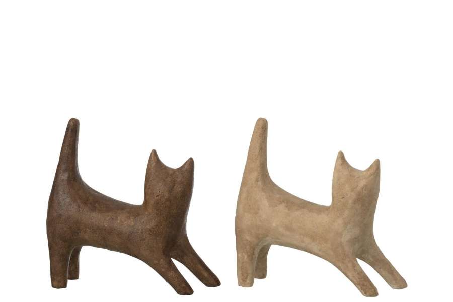 CAT ABSTRACT POLYRESIN BEIGE/DARK BROWN ASSORTMENT OF 2