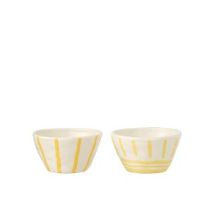 BOWL STRIPED DOLOMITE WHITE/LIGHT YELLOW ASSORTMENT OF 2