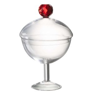 STORAGE JAR DIAMOND CRYSTAL GLASS TRANSPARENT/RED LARGE