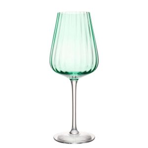 WINE GLASS RIBBED GLASS GREEN
