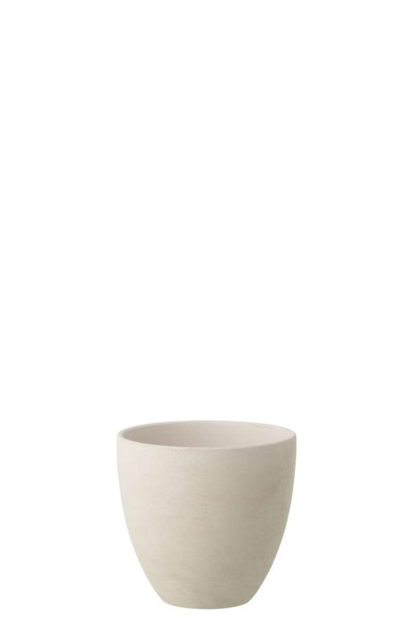 FLOWERPOT ROUND POTTERY WHITE MEDIUM