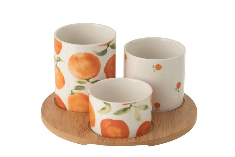 APPETIZER SET ORANGE CERAMIC WHITE/ORANGE SMALL