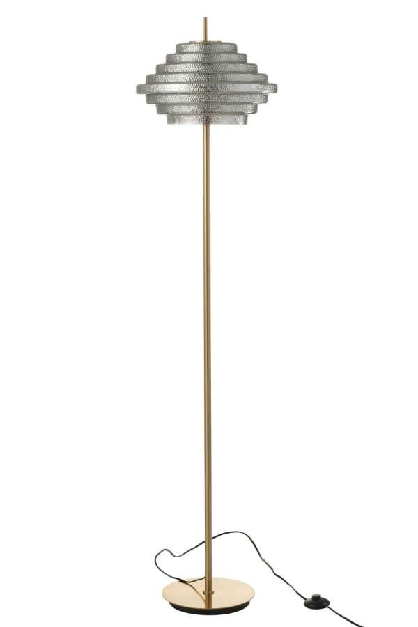 LAMP ON FOOT LED GOLD METAL/GLASS SMOKED