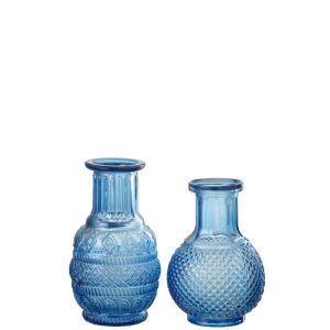 VASE KANO GLASS BLUE ASSORTMENT OF 2