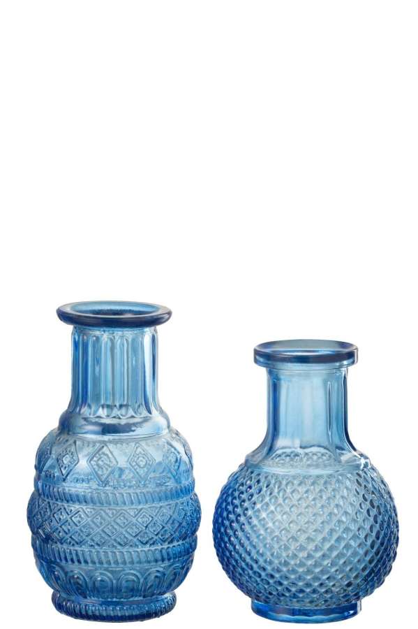 VASE KANO GLASS BLUE ASSORTMENT OF 2