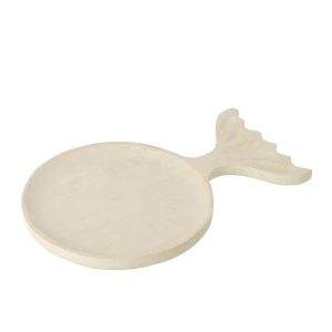 DECORATIVE TRAY FISH TAIL PAULOWNIA WOOD WHITE LARGE