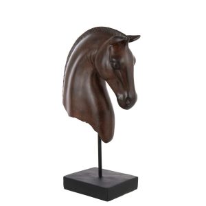 HORSE HEAD DOWN POLYRESIN DARK BROWN