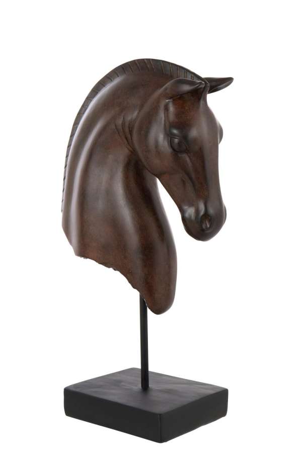HORSE HEAD DOWN POLYRESIN DARK BROWN