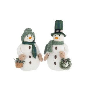 SNOWMAN BOY/GIRL POLYESTER WHITE/DARK GREEN ASSORTMENT OF 2