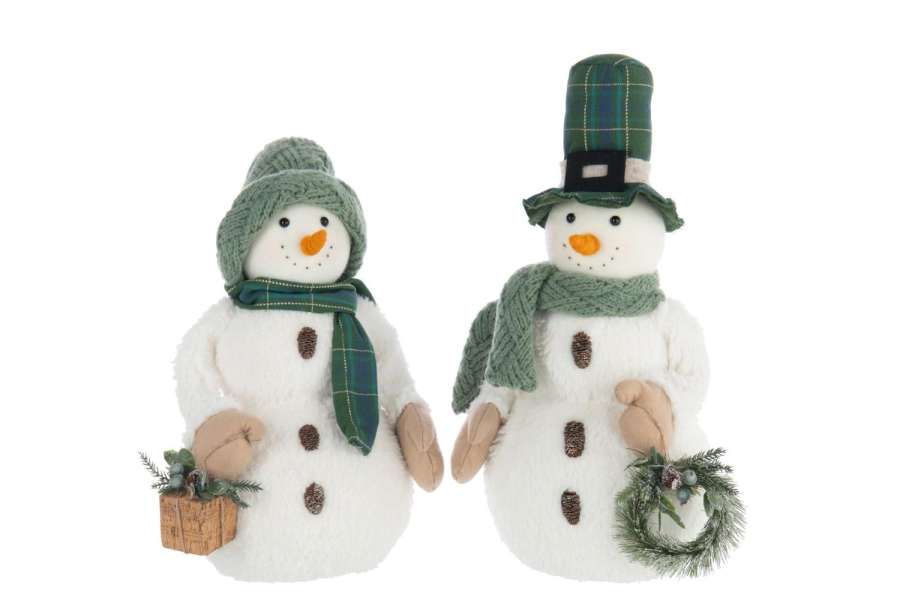 SNOWMAN BOY/GIRL POLYESTER WHITE/DARK GREEN ASSORTMENT OF 2