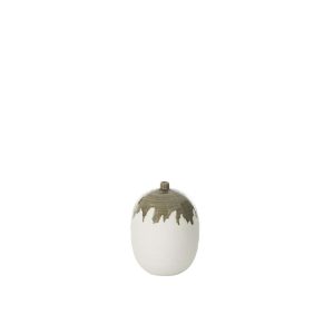 VASE OLEA BOTTLE OVAL OLIVE GREEN/WHITE