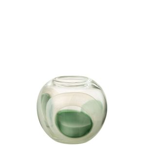 VASE LIVY GLASS GREEN/WHITE/TRANSPARENT SMALL
