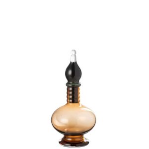 VASE+CAP PHIAL DECO JO GLASS BROWN SMALL