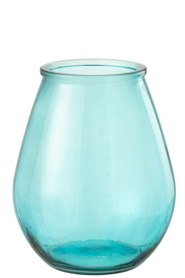 VASE EGG GLASS AQUA LARGE