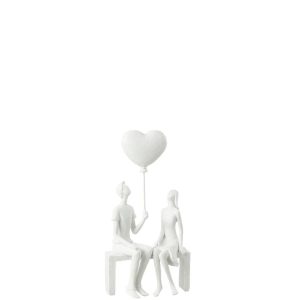 COUPLE SITTING HEART BALLOON POLY WHITE