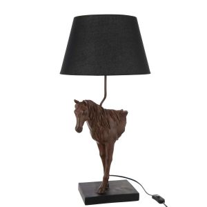 TABLE LAMP HORSE FRONT POLYRESIN DARK BROWN