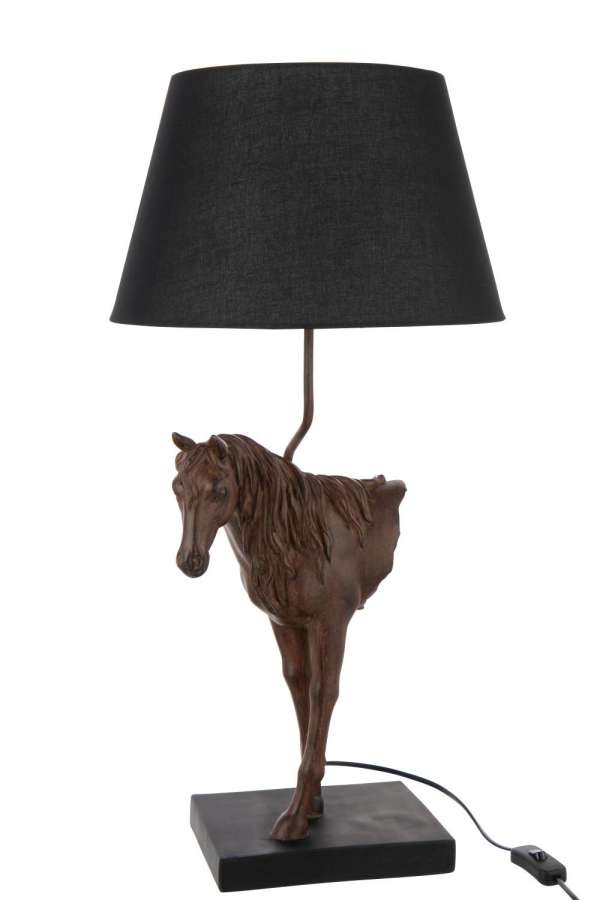 TABLE LAMP HORSE FRONT POLYRESIN DARK BROWN