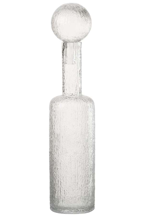 BOTTLE DECORATIVE RELIEF GLASS TRANSPARENT LARGE