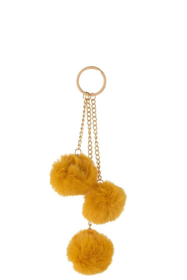 KEYCHAIN 3 BALLS TEXTILE OCHRE