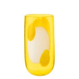 VASE MONA GLASS TRANSPARENT/YELLOW SMALL