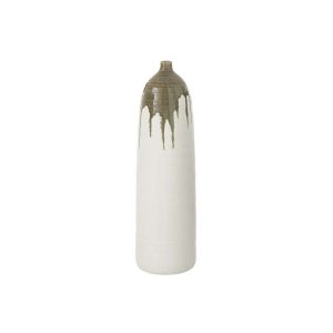 VASE OLEA BOTTLE OLIVE GREEN/WHITE LARGE