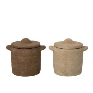 JAR DECORATIVE ROUND CEMENT BEIGE/DARK BROWN LARGE ASSORTMENT OF 2