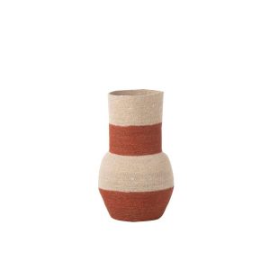 VASE STRIPES SEAGRASS NATURAL/TERRACOTTA